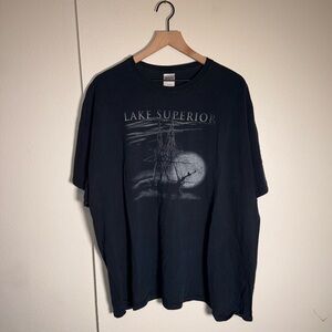 VINTAGE LAKE SUPERIOR oversize baggy ship graphic Gilman classic black tshirt 2X